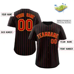 Black Red-Orange Stripe Authentic Fashion Baseball Jersey 2