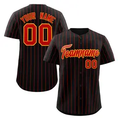 Black Red-Orange Stripe Authentic Fashion Baseball Jersey