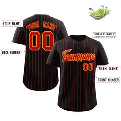 Black Red-Orange Stripe Authentic Fashion Baseball Jersey 2