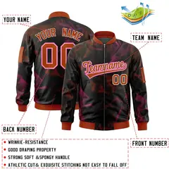 Black Red-Pink Blur Spray Varsity Full-Zip Letterman Bomber Jacket 2