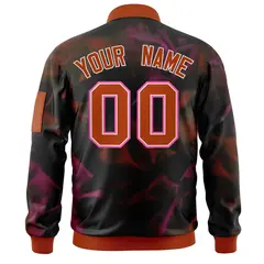 Black Red-Pink Blur Spray Varsity Full-Zip Letterman Bomber Jacket 4