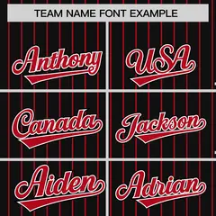 Black Red Pinstripe Raglan Varsity Full-Snap Letterman Baseball Jacket 3