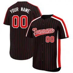 Black Red Pinstripe Two-tone Side Authentic Baseball Jersey