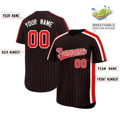 Black Red Pinstripe Two-tone Side Authentic Baseball Jersey 2