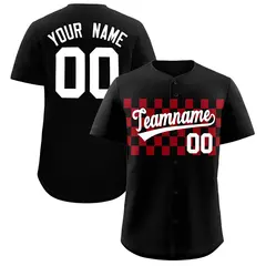 Black Red Plaid Fashion Authentic Baseball Jersey