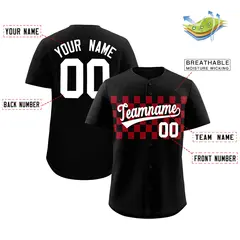 Black Red Plaid Fashion Authentic Baseball Jersey 2