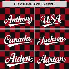 Black Red Plaid Fashion Authentic Baseball Jersey 3