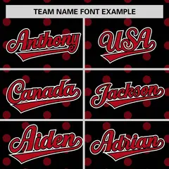 Black Red Polka Dot Graffiti Authentic Baseball Jersey 3