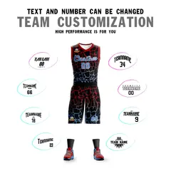 Black Red-Powder Blue Spotted Graffiti Basketball Jersey 4