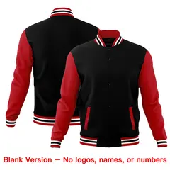 Black Red Raglan Sleeve Classic Cotton Letterman Jacket 6