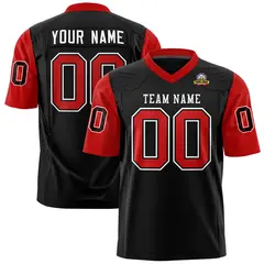 Black Red Raglan Sleeves Authentic Football Jersey