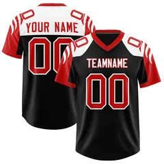 Black Red Raglan Sleeves Pattern Authentic Football Jersey