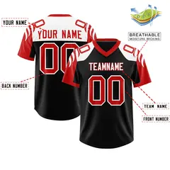 Black Red Raglan Sleeves Pattern Authentic Football Jersey 2