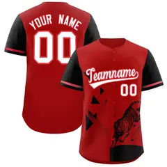 Black Red Raptor Series Raglan Lightweight Baseball Jersey