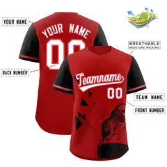 Black Red Raptor Series Raglan Lightweight Baseball Jersey 2