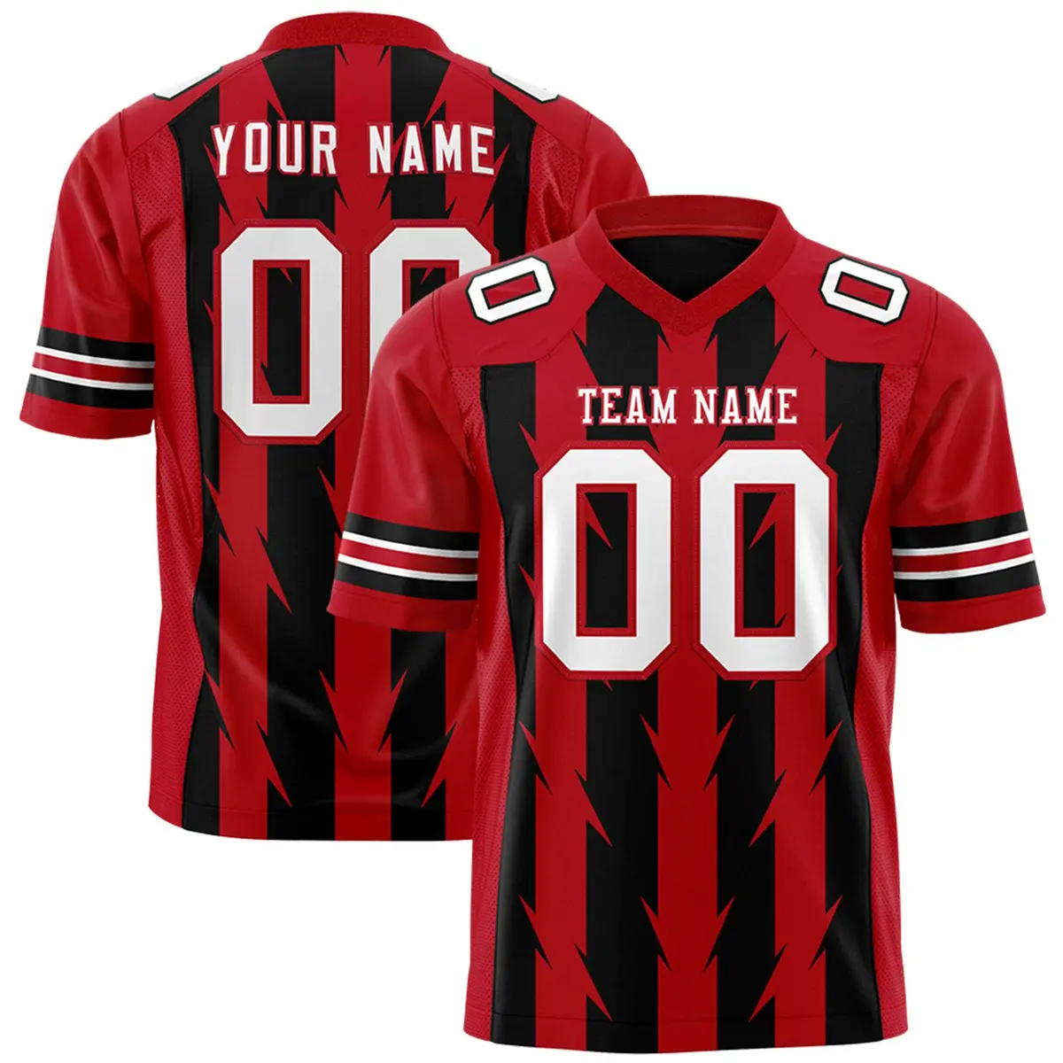 Black Red Razr Stripe Graffiti Pattern Flag Football Jersey