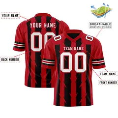 Black Red Razr Stripe Graffiti Pattern Flag Football Jersey 2