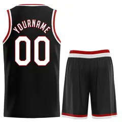 Black Red-Red Classic Basketball Uniform Jersey 2