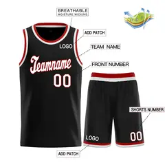 Black Red-Red Classic Basketball Uniform Jersey 3