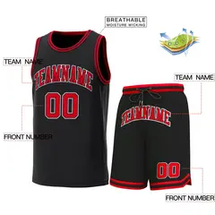 Black Red-Red Classic Sets Basketball Jersey 2