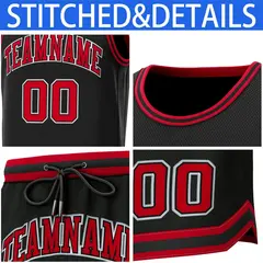Black Red-Red Classic Sets Basketball Jersey 6