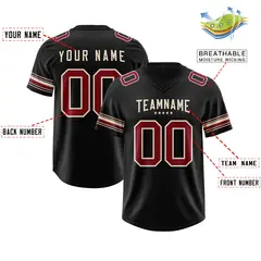 Black Red Retro Sleeve Line Authentic Football Jersey 2