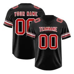 Black Red Retro Sleeve Line Authentic Football Jersey