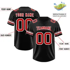 Black Red Retro Sleeve Line Authentic Football Jersey 2