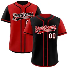 Black Red Reversible Raglan Sleeves Baseball Jersey 1