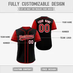 Black Red Reversible Raglan Sleeves Baseball Jersey 3