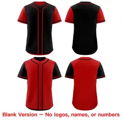 Black Red Reversible Raglan Sleeves Baseball Jersey 9