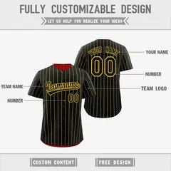 Black Red Reversible Stripe Baseball Jersey 3