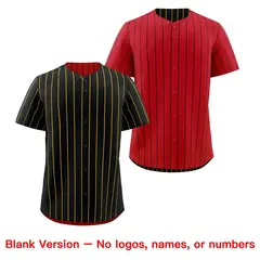 Black Red Reversible Stripe Baseball Jersey 8