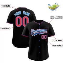 Black Red Royal Classic Style Sports Baseball Jersey 2