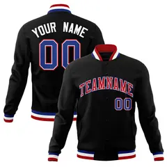 Black Red-Royal Classic Varsity Full-Snap Letterman Jacket 1
