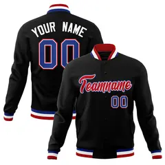 Black Red-Royal Classic Varsity Full-Snap Letterman Jacket 1