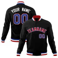 Black Red-Royal Classic Varsity Full-Snap Letterman Jacket 1