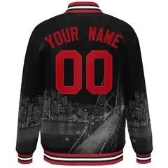 Black Red San Francisco Skyline Varsity Full-Snap Track Jacket 4