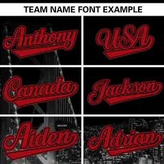 Black Red San Francisco Skyline Varsity Full-Snap Track Jacket 5