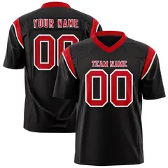 Black Red Shoulder Cut Two-Tone Flag Football Jersey