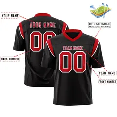 Black Red Shoulder Cut Two-Tone Flag Football Jersey 2