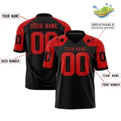 Black Red Shoulder Star Pattern Flag Football Jersey 2