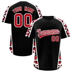 Black Red Side Camo Baseball Jersey 1