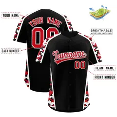 Black Red Side Camo Baseball Jersey 2