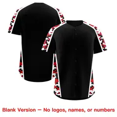Black Red Side Camo Baseball Jersey 7