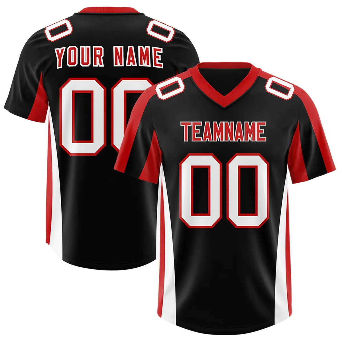 Black Red Side Stripe Authentic Football Jersey