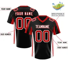 Black Red Side Stripe Authentic Football Jersey 2