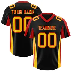 Black Red Side Stripe Authentic Football Jersey 1