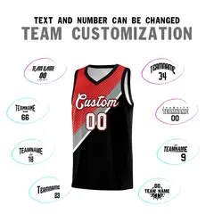 Black Red Silver Gray Diagonal Stripes Color Block Basketball Jersey 4