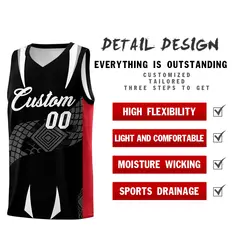 Black Red Snake Scale Venomous Fang Graffiti Basketball Jersey 2